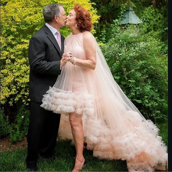 MAC DUGGAL 68252 Light Pink Tulle High Neck Sleeveless Ruffled Hem Hi-Low Gown - Picture 5 of 16